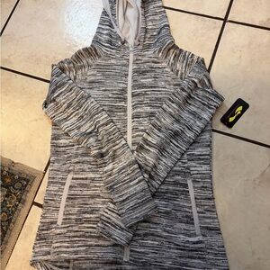 Women's Striped Gray Zip-Up Hoodie